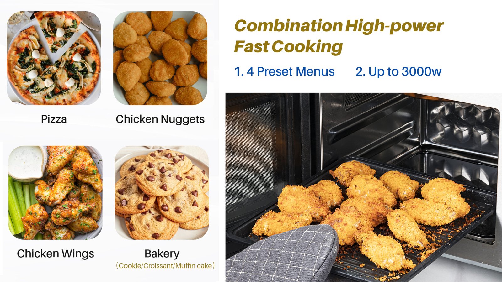 4-in-1 17L High Power 3000W Countertop Air Fry Microwave Oven, Air Fry/Microwave/Grill/Combi. All-in-one Appliance