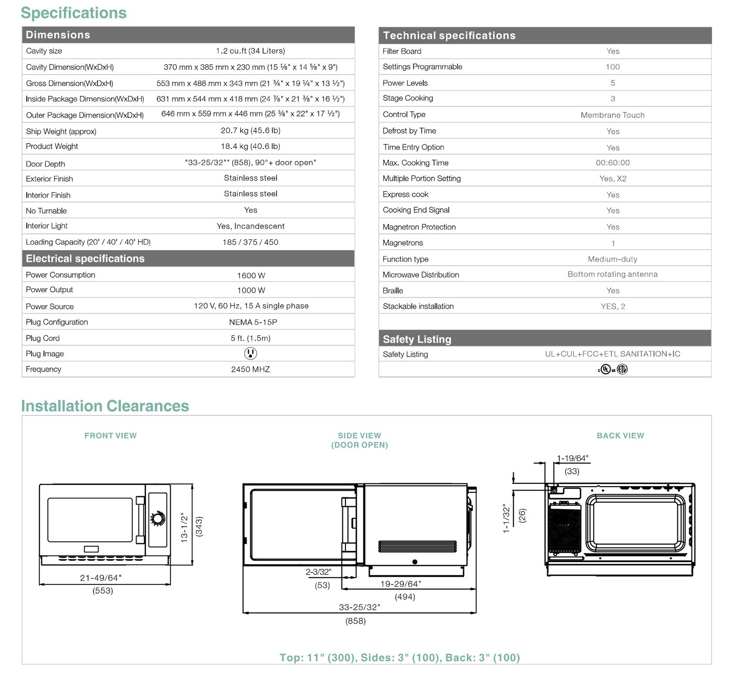 commercial microwave oven
