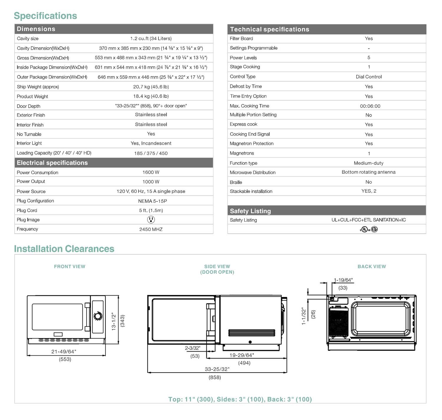 commercial microwave oven